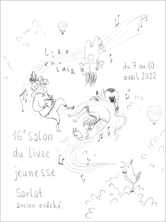 croquis création de l'affiche du salon du livre à Sarlat