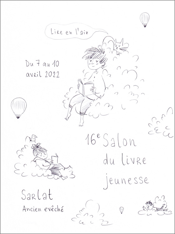 croquis création pour l'affiche du salon du livre à Sarlat