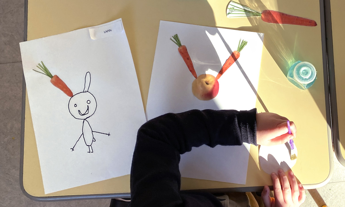 atelier création dessin et collage à la maternelle