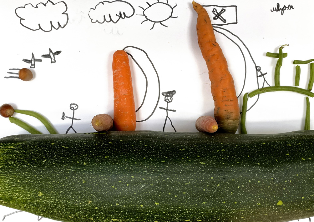 atelier de dessin fruits et légumes à l'école